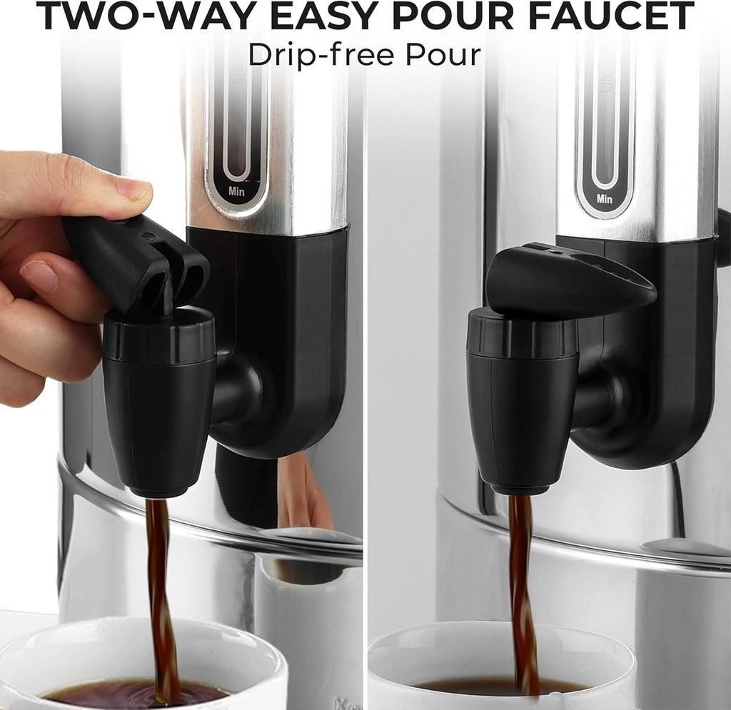 Zulay Kitchen 50-Cup Commercial Coffee Maker - Double-Wall Stainless Steel Percolator for Events & Catering - Silver