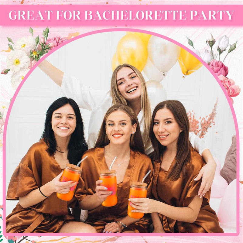 Yetene 6 Pack Bridesmaid Gifts 16 oz Bride Cup with Lids and Straws Bridesmaid Proposal Gifts Cute Can Shaped Drinking Glass Bride Glass Cups for Engagement Wedding Bridal Shower Party