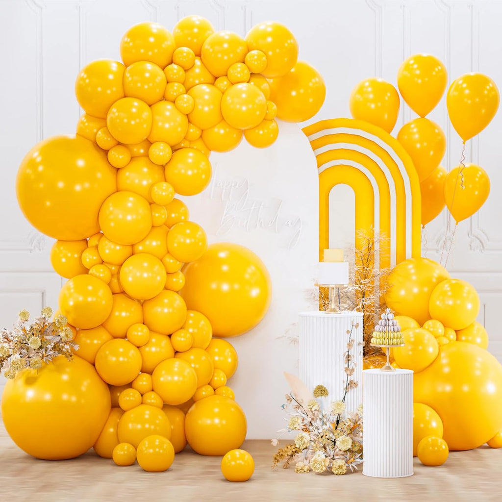 PartyWoo Mustard Yellow Balloons - 152-Piece Fall Balloon Arch Kit | 18", 12", 10", 5" Sizes for Birthday & Baby Showers