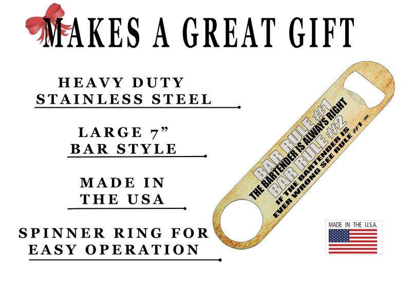 Rogue River Tactical Funny Bartender Rules Bottle Opener Heavy Duty Gift For Men Friend Bar Beer Drinking Joke