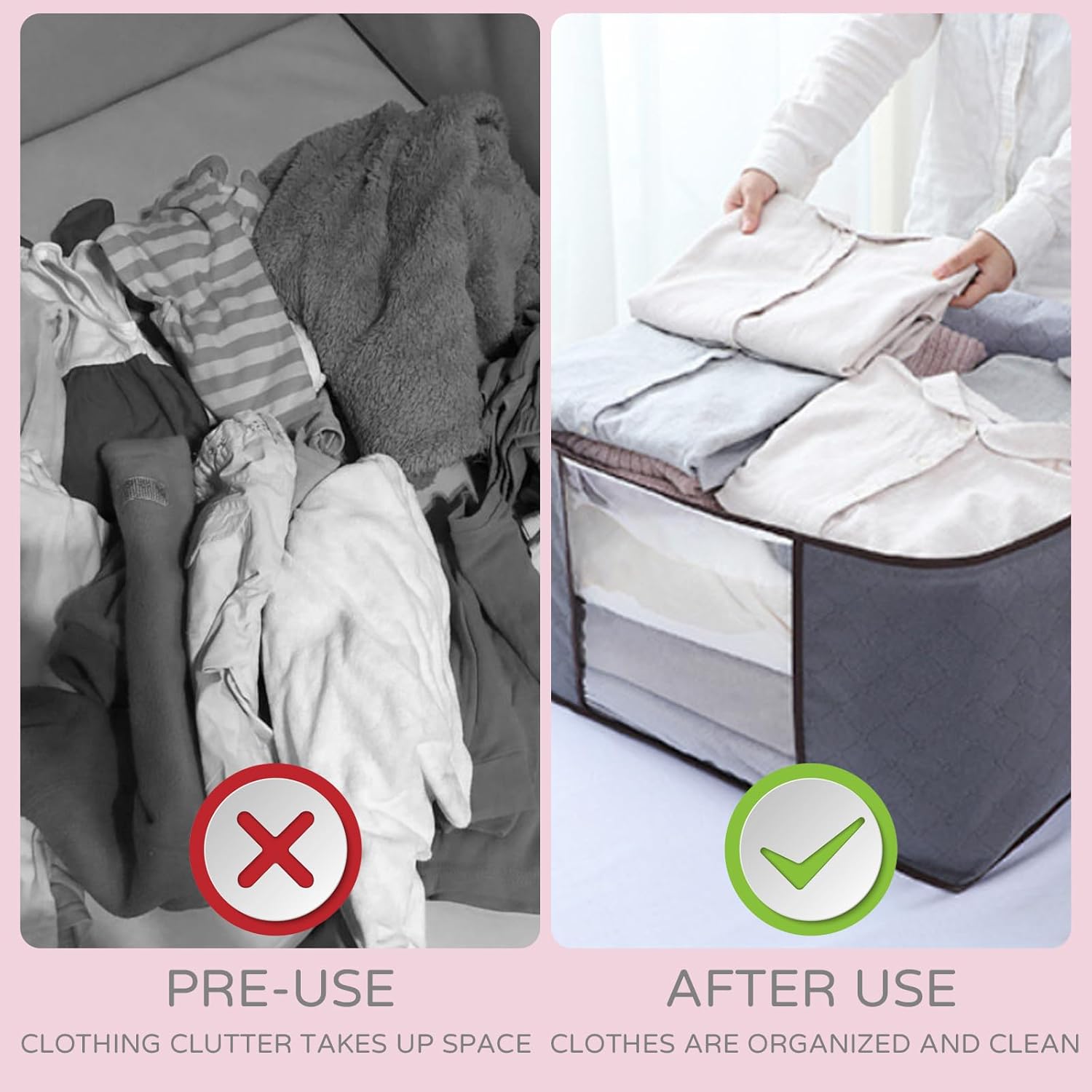 Skiennix 90L Large Foldable Storage Bags - Durable Comforter & Linen Organizer | 10 Pcs Set