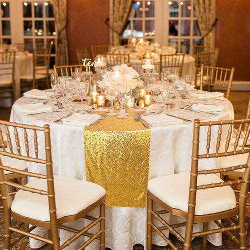 yuboo Gold Sequin Table Runners, 2 Pack Glitter 12''x108'' Table Cloth for Graduation Decorations/Birthday/Wedding/Bridal Baby Shower/Christmas Gold Party Decorations