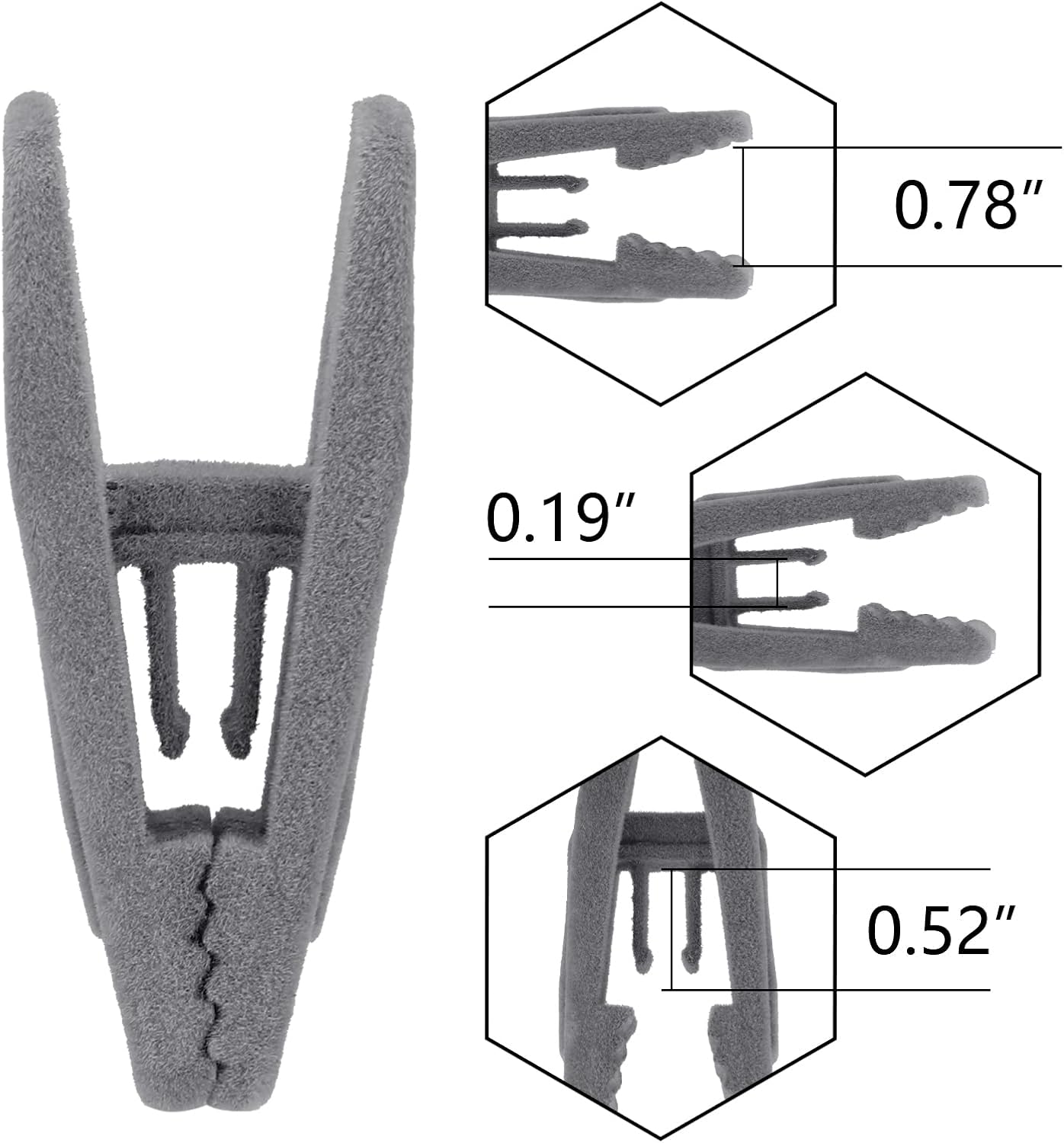 Tinfol Gray Velvet Hanger Clips - Non-Slip Flocked Clips for Pants & Skirts | 24 Pack with Strong Grip