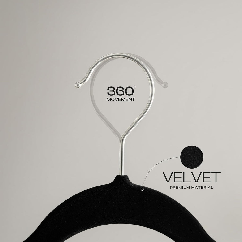 Utopia Home Velvet Hangers - Luxury Non-Slip Slim Coat & Pant Hangers, 30 Pack, 360° Swivel Hook - Black