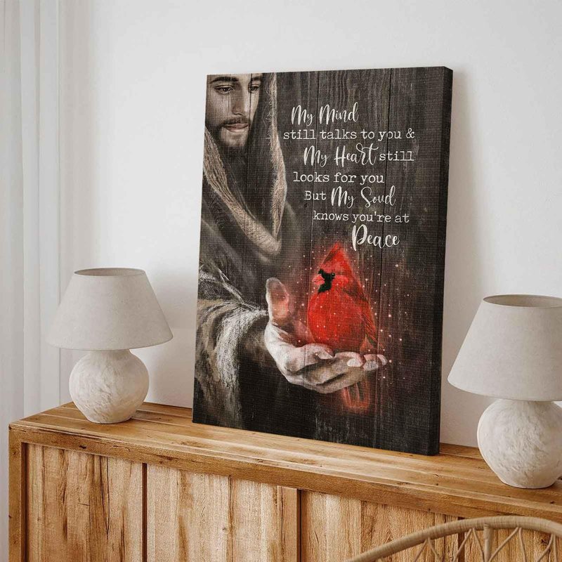 Jesus Cardinal Canvas Wall Art God Christian Decor Red Birds Cardinal Pictures Wall Decor Dining Room Bedroom Office Church Prayer Room Poster Prints Painting Artwork Home Decorate