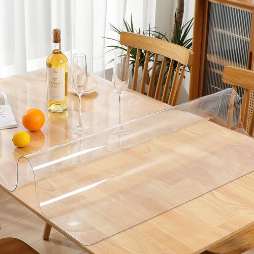 MOCAL Clear Plastic Kitchen Countertop Cover Mat Table Protector Cover Wooden Furniture Tablecloth Wipeable Vinyl PVC Coffee End Table Chair Floors Pad Scratch Proof
