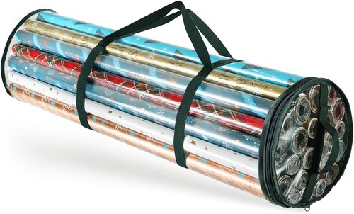 Hearth & Harbor Wrapping Paper Storage Container - Tear-Proof Organizer Holds 14 Rolls | Clear Design