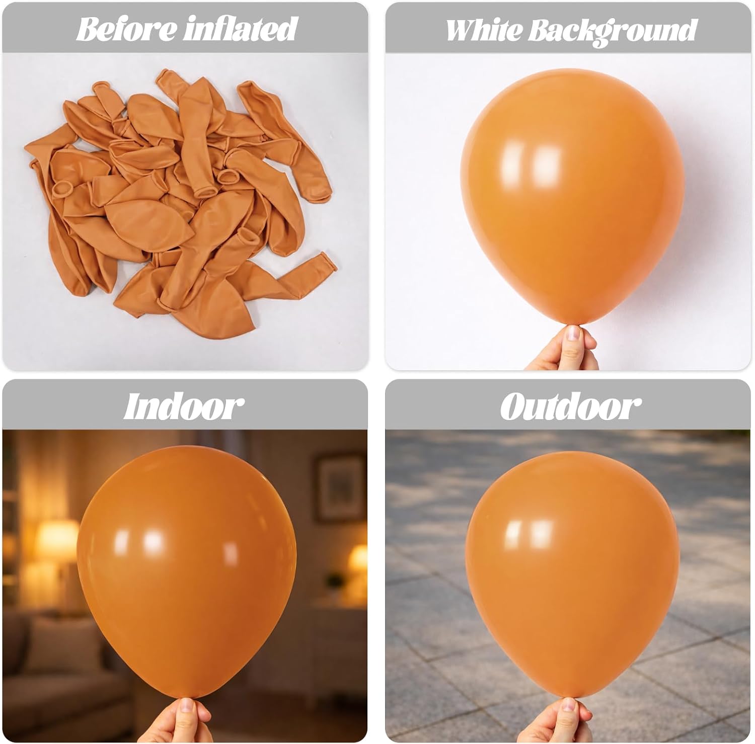Voircoloria Burnt Orange Balloons - 12-Inch Retro Latex Party Balloons | 66-Pack for Weddings & Celebrations