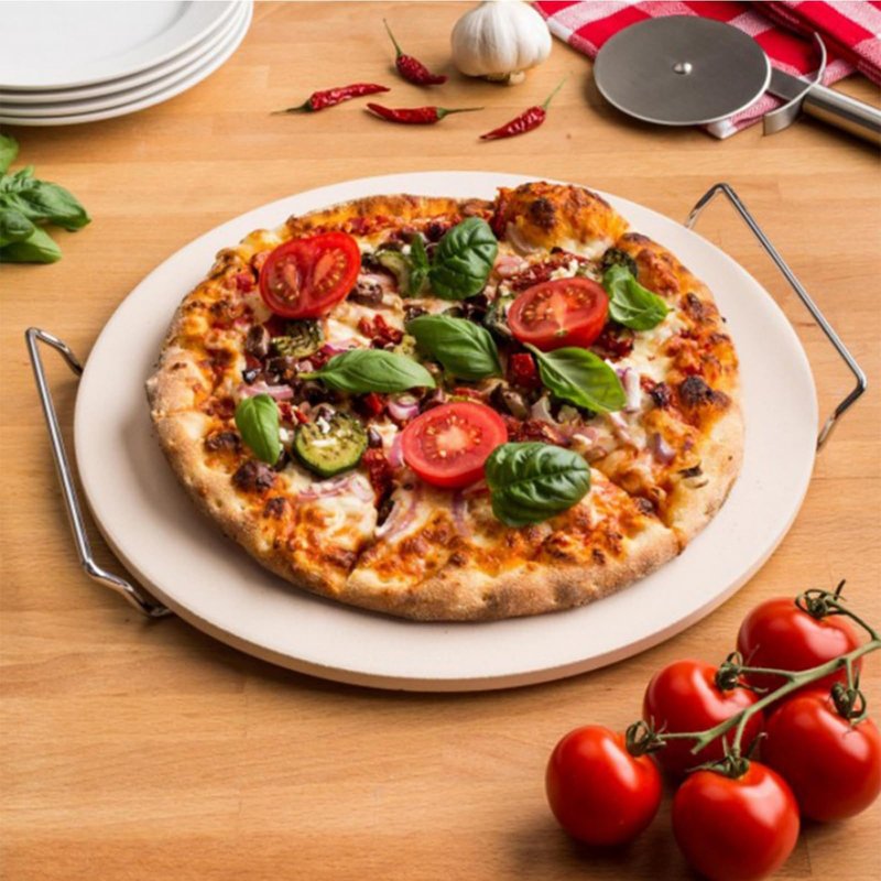AUPLEX 14'' Pizza Stone for Oven and Grill Round Baking Stone Heavy Duty Cordierite Pizza Cooking Pan for Indoor Electric Ovens Baking Crisp Crust Pizza Bread with RV Oven Home(36cm*1.1cm)