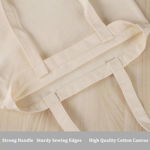 WeiMeet 4 Packs Canvas Tote Bags 15"x13" Cotton Canvas Reusable Grocery Shopping Blank Tote Bags with Handle