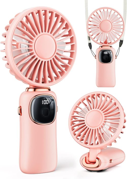 coldSky Portable Handheld Fan - 4000mAh Battery, 3-in-1 Design with LED Display & 5 Speeds | Ideal for Makeup & Personal Use