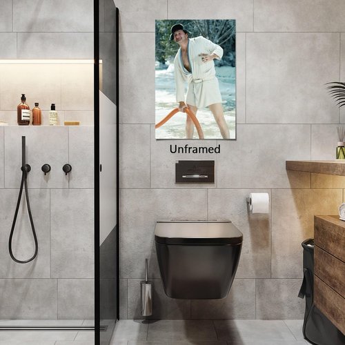Funny Movie Bathroom Art | Cousin Eddie Poster by Generic - Black and White Canvas Print for Wall Decor