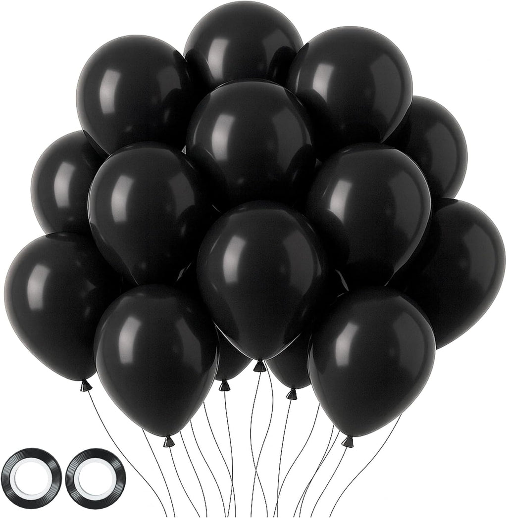 Voircoloria 12-Inch Black Latex Balloons - 105-Pack for Birthday, Graduation & Holiday Celebrations