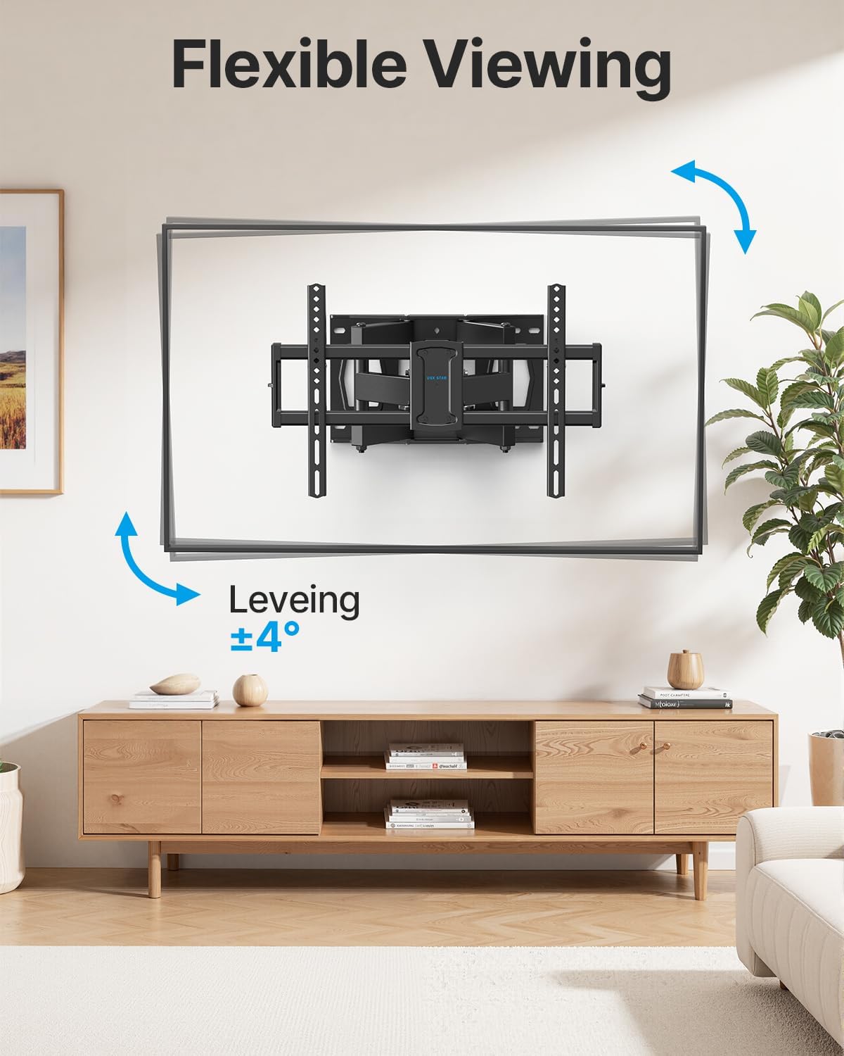 USX STAR Full Motion TV Wall Mount - Fits 37-85 Inch TVs Up to 132lbs | Swivel & Tilt Articulating Bracket
