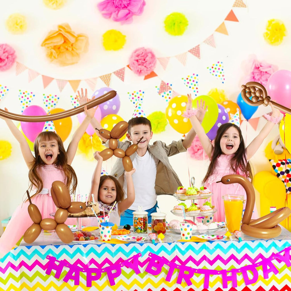 Skiennix 100Pcs Brown Long Balloons - Thick Latex Twisting Balloons for Party Decorations | Cocoa