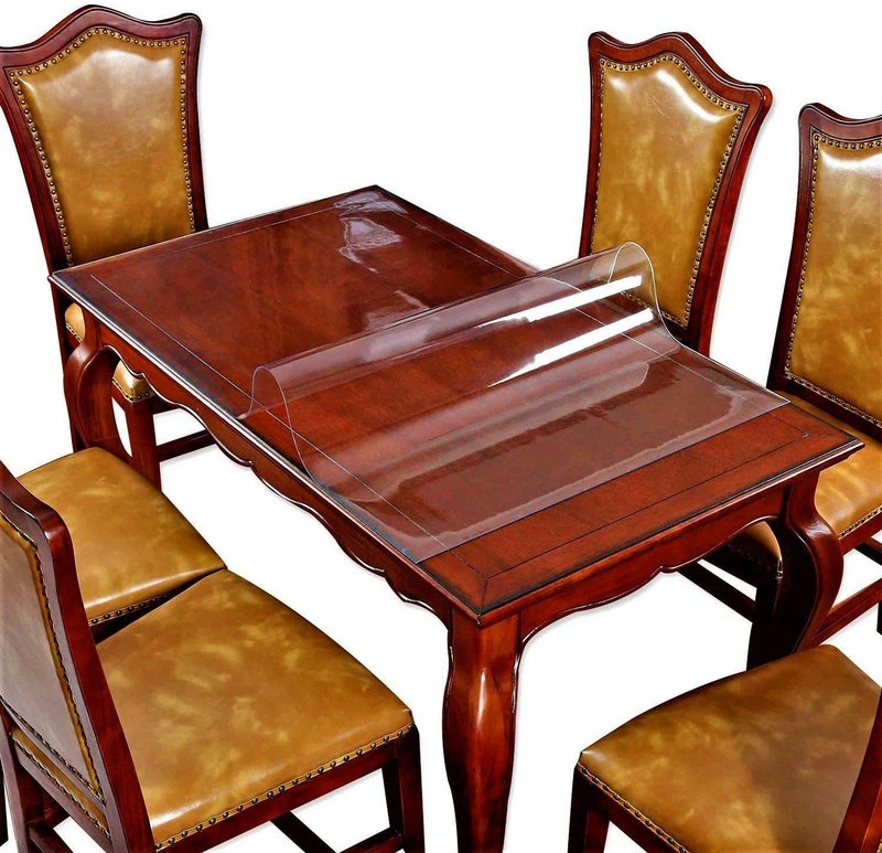 42 X 64 Inch Clear Table Protector Plastic Tablecloth Furniture Protective Cover Glass Wooden Desk Top Coffee Dining End Tabletop Countertop Protector PVC Protection Pad Easy Clean Polyester Wipeable