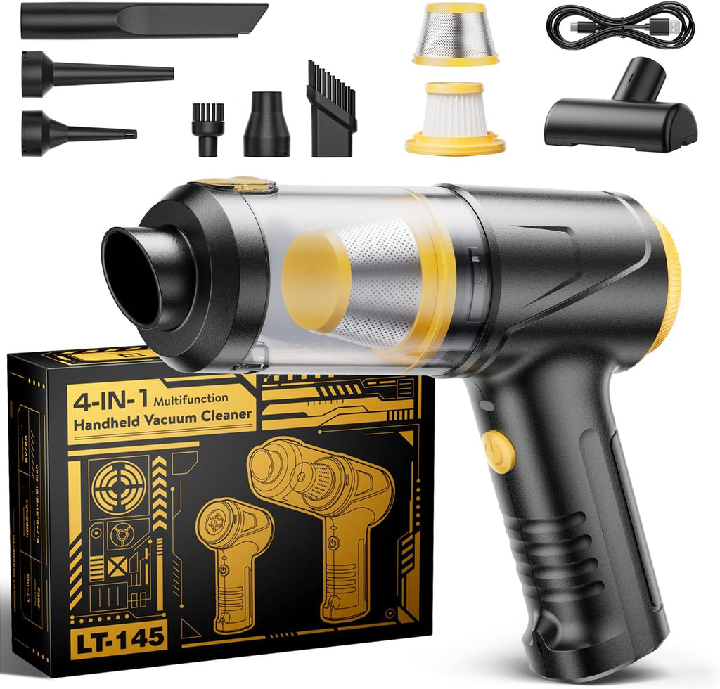 Skiennix Handheld Vacuum Cleaner - 21000Pa Suction Power | 4-in-1 Cordless Mini Vacuum with LED Light