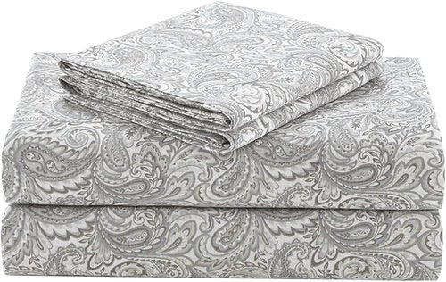 Comfort Spaces King Cotton Sheets - Breathable & Soft All-Season Set | 14" Pocket Fits Up to 16" Mattress, Paisley Multi 4 Piece