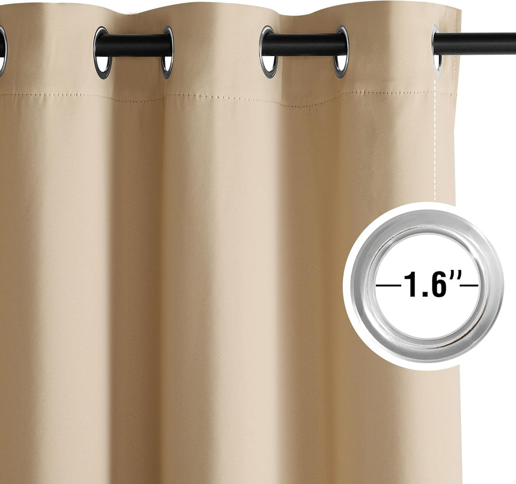 NICETOWN Light Blinds - Microfiber Grommet Thermal Insulated Shades for Kids' Rooms | 1 Pair, Biscotti Beige, W52 x L95