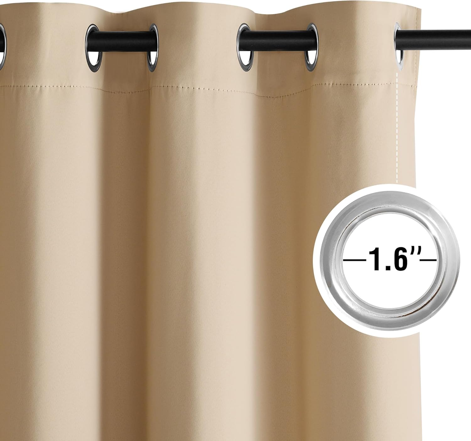 NICETOWN Light Blinds - Microfiber Grommet Thermal Insulated Shades for Kids' Rooms | 1 Pair, Biscotti Beige, W52 x L95