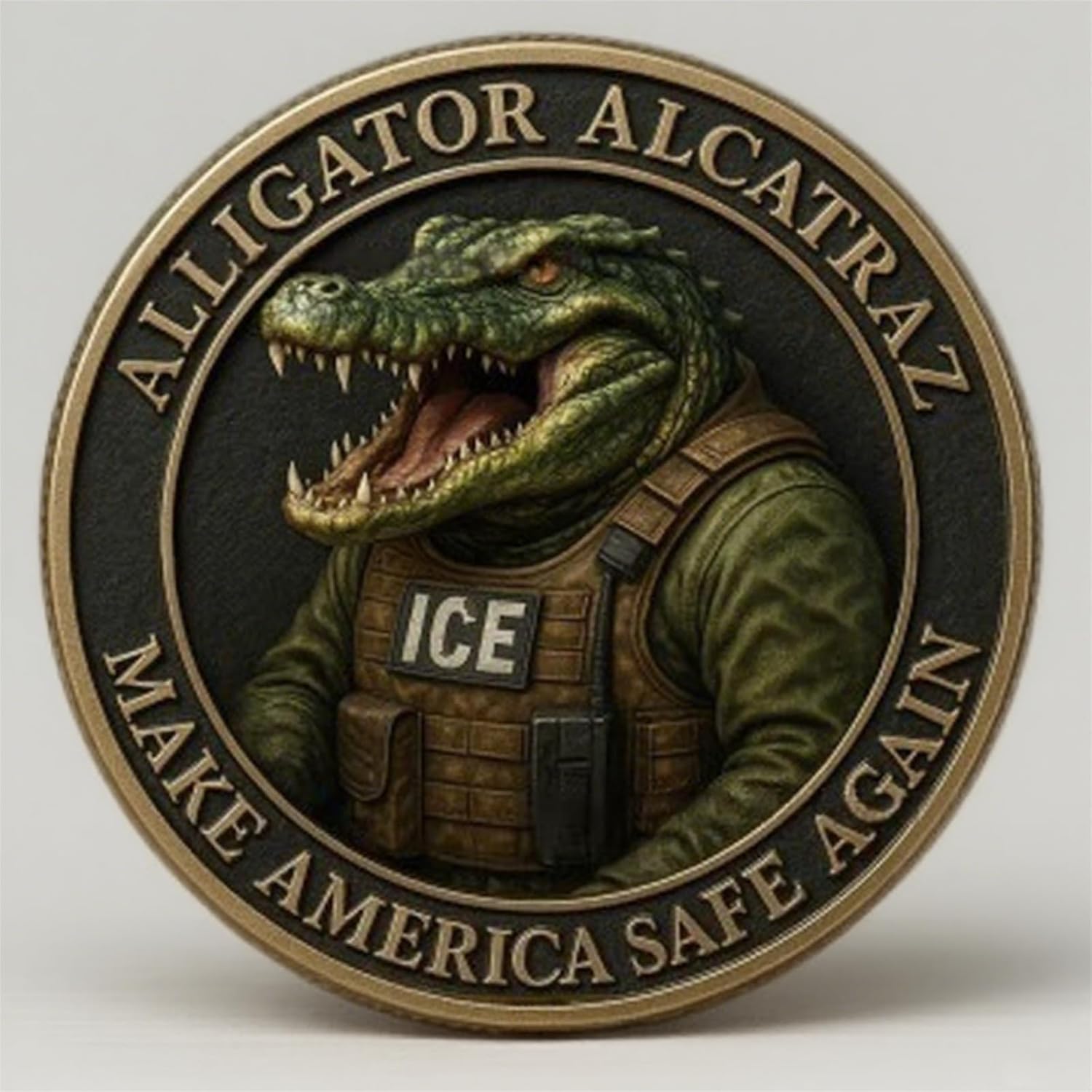 Alligator Alcatraz Collectible Coin - 3D Relief Metal Florida Everglades Challenge Coin