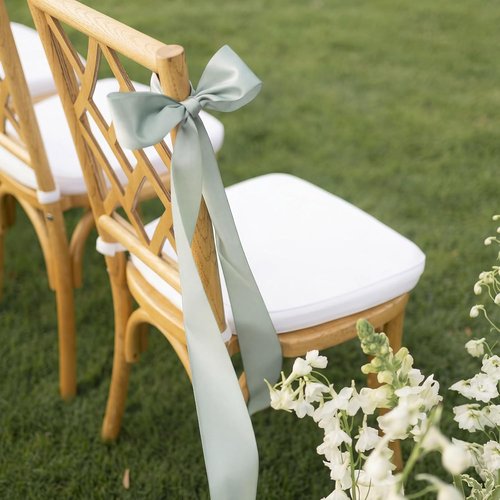 Dingion 36 Pcs Sage Green Satin Chair Sashes - Elegant Wedding Aisle Decor | 1.6" x 122" Ribbons