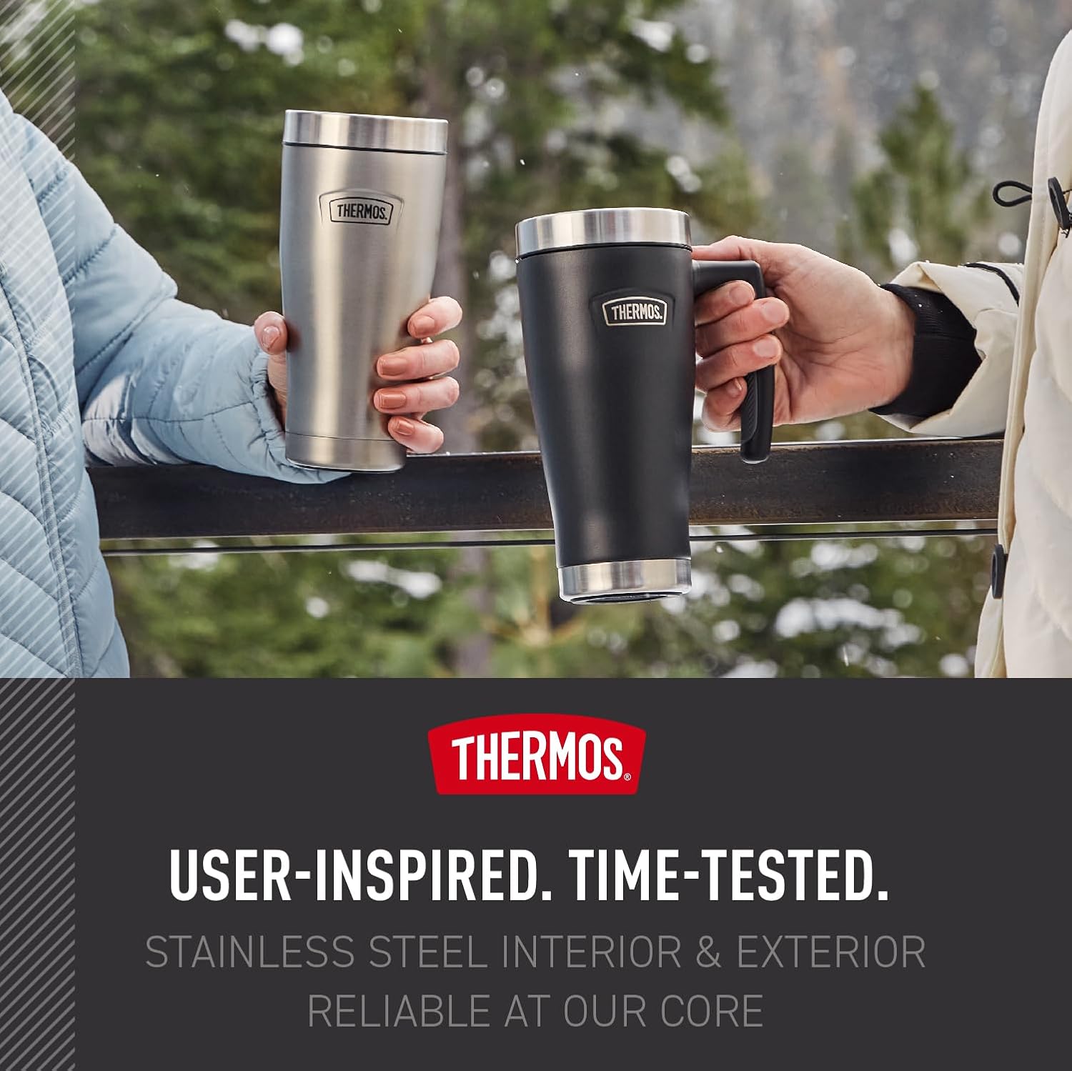 THERMOS Icon Series Stainless Steel Mug - Durable Granite Finish, 16 oz Capacity