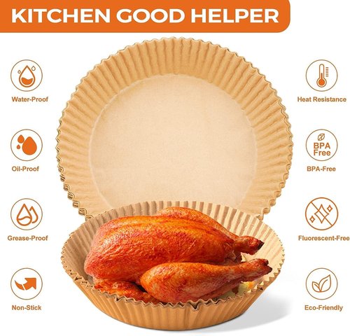 Air Fryer Paper Liners - 125 Pcs Disposable Oilproof Parchment Baking Liners | 6.5 Inch Round