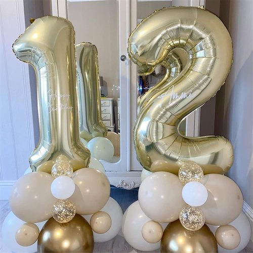 **Champagne Gold 40 Inch Number 2 Balloon Set | Large Foil Helium Balloons for 2nd Birthday & Graduation**