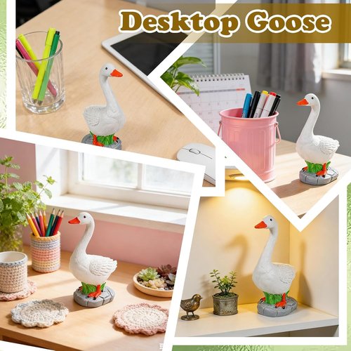 Exasinine Desk Goose Figurine - 7 Inch Office Table Decor Statue for Home Decoration