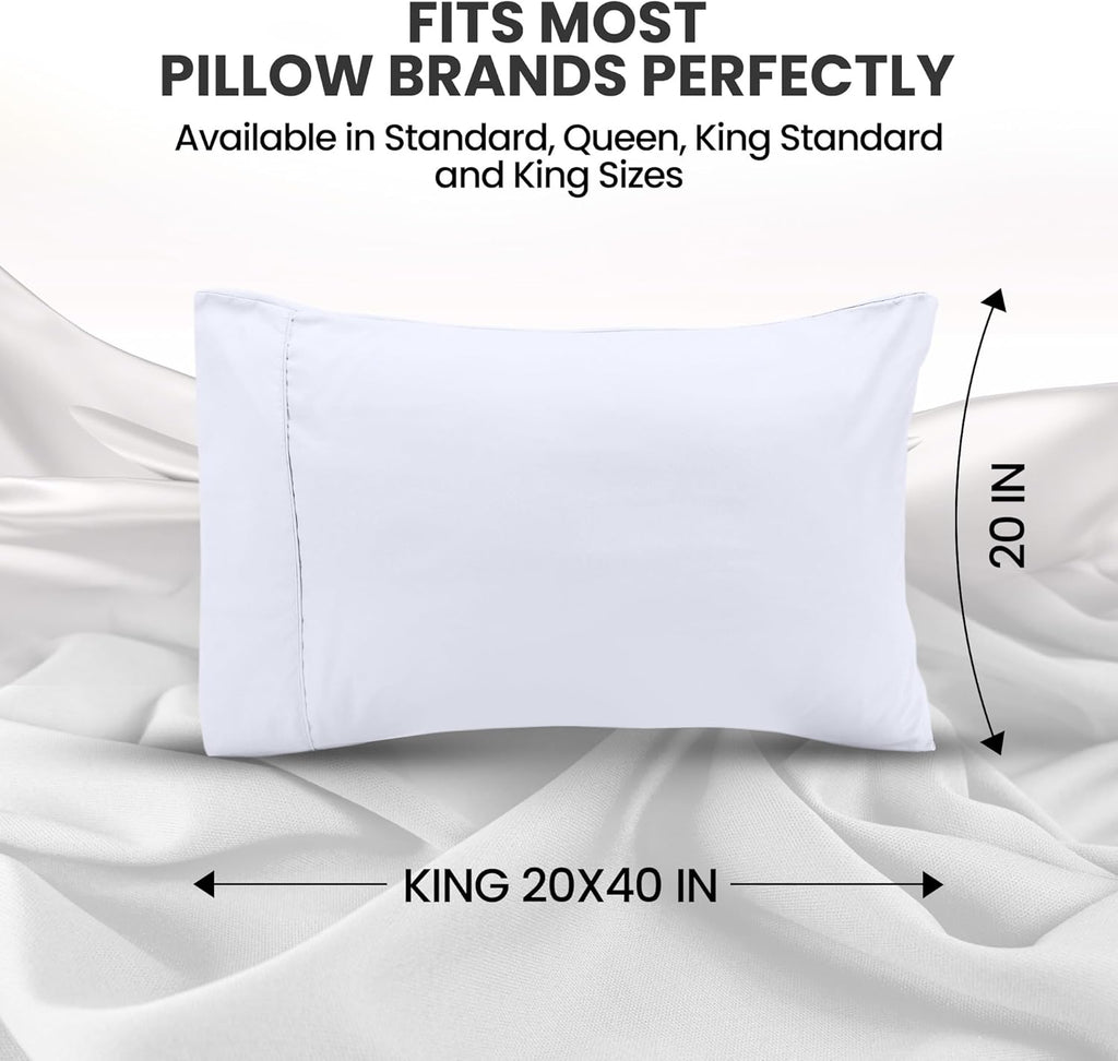 Utopia Bedding King Pillow Cases - Soft Brushed Microfiber - 2 Pack, 20 X 40 Inches | Fade Resistant, White
