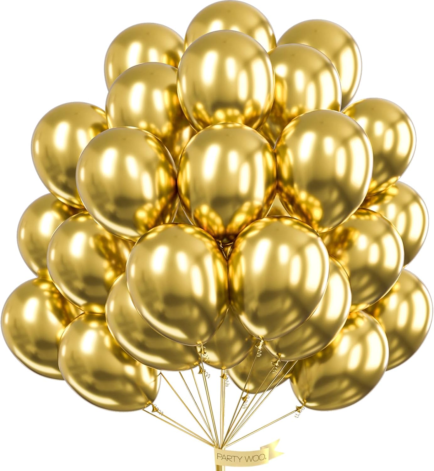 PartyWoo White Balloons - 140 Pcs in 5-18 Inch Sizes & 50 Gold Balloons for Weddings, Showers & Parties