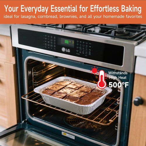 Lideropa Half Size Aluminum Pans 9x13-20 Pack Aluminum Foil Pans, Heavy Duty Disposable Pans for Cooking, Baking, Meal Prep, Parties & Food Storage