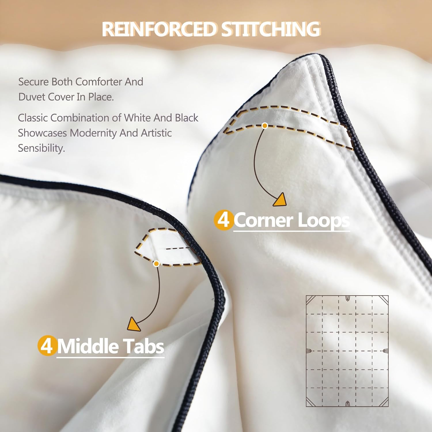 Skiennix Queen Size White Goose Down Fiber Comforter - Super Cozy & Soft Hotel Quilted Duvet Insert | All-Season Fluffy Luxury
