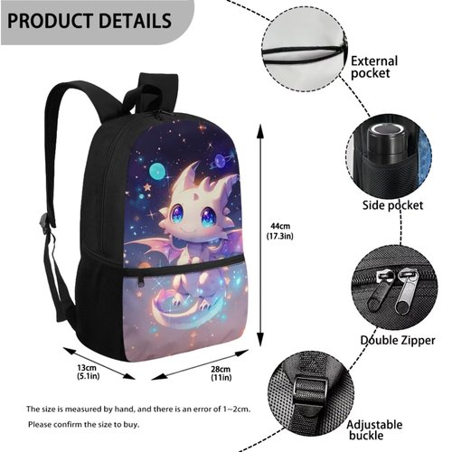 JEOCODY Cool Galaxy Dragon Backpack for Girls Boys Kids School Bag with Lunch Bag Pencil Case and Water Bottle Holder Set of 4 School Daypack Travel Bag Satchel Bagpack