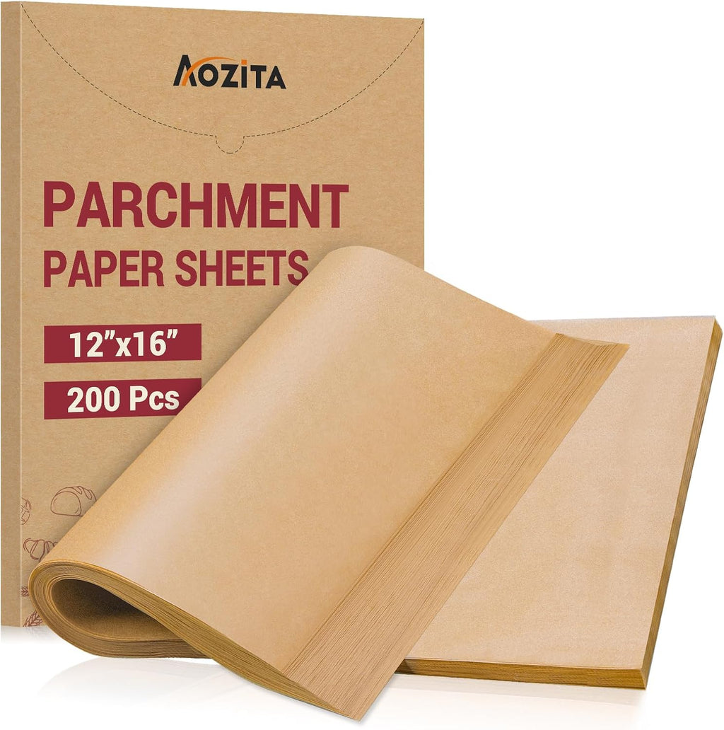 Unbleached Parchment Paper Sheets by [Brand Name] - 200 Pcs, 12x16 Inch, Non-Stick for Baking & Cooking