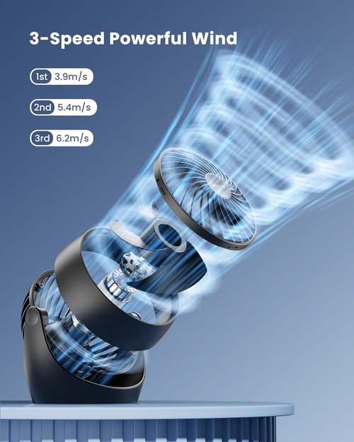 Gaiatop Desk Fan - 5-Inch Portable Electric Air Circulator | 3-Speed 360° Adjustable Tilt - Black