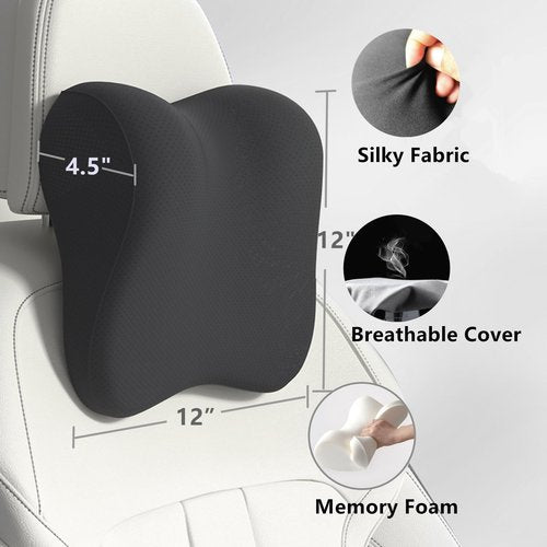 EXUIKO 2 Pack Car Neck Pillow Support, Headrest for Driving with Adjustable Strap, Memory Foam Neck Rest Cushion, Breathable Removable Cover & Ergonomic Design, Black 2pcs