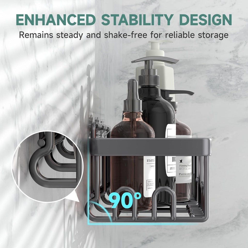 Veken Shower Caddy - Rustproof & Waterproof 6-Pack | No-Drill Adhesive Shelves, Large Capacity, Dark Grey