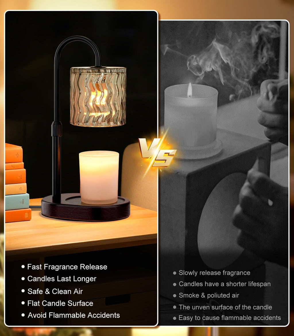 Skiennix Candle Warmer Lamp - Electric Timer & Dimmable Height Adjustable Burner for Scented Wax Melts