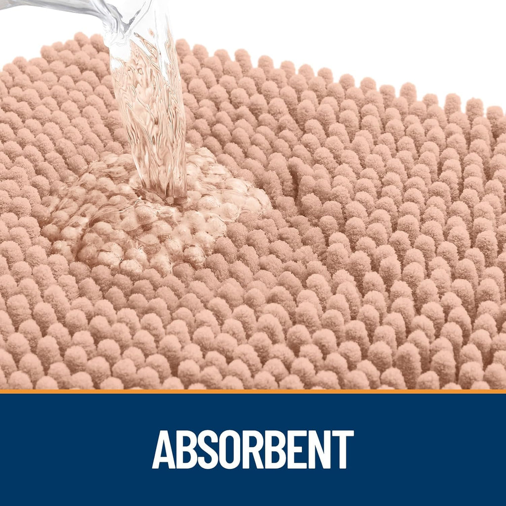 OLANLY Dog Door Mat - Absorbent Non-Slip Chenille Mat for Muddy Paws | 24x16 Peach Indoor Entryway Carpet