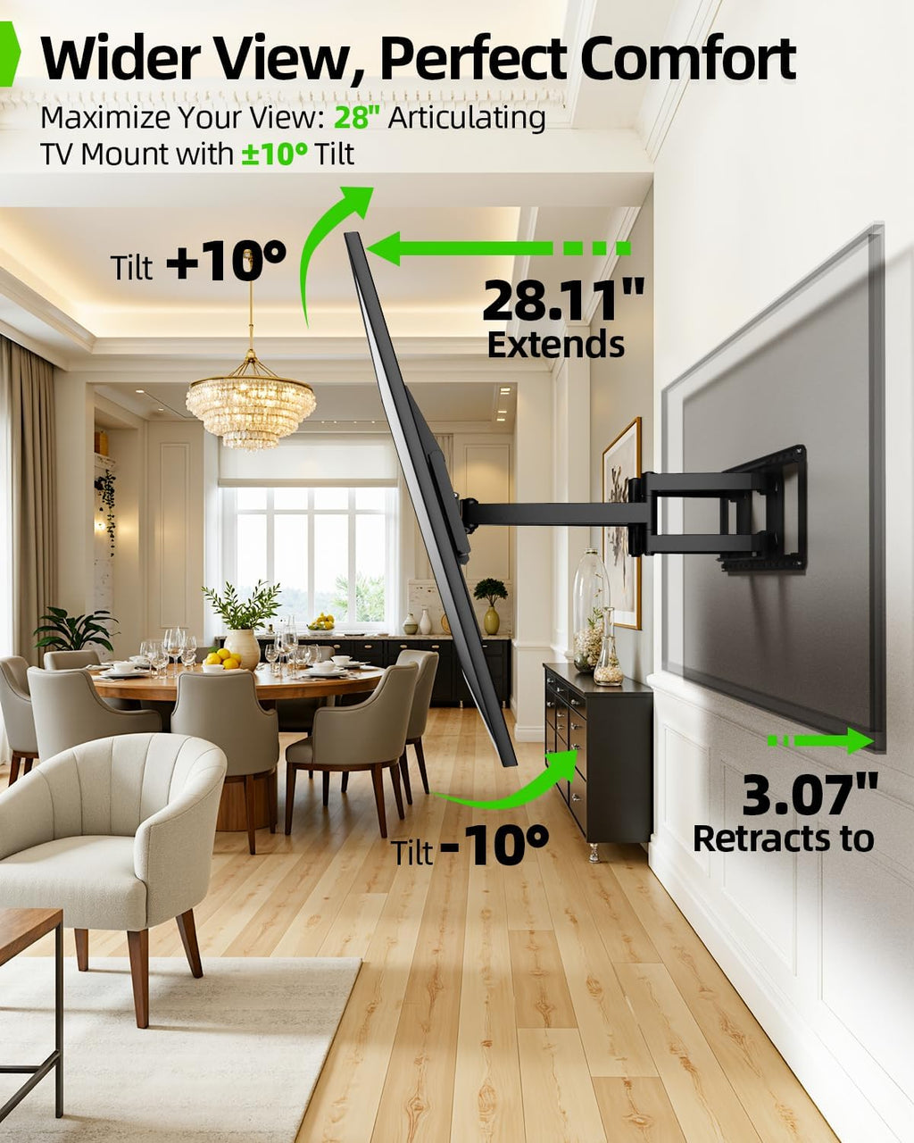 USX MOUNT Heavy Duty Full Motion TV Wall Mount - Fits 60-120 Inch TVs, Holds 220lbs, Max VESA 900x600mm