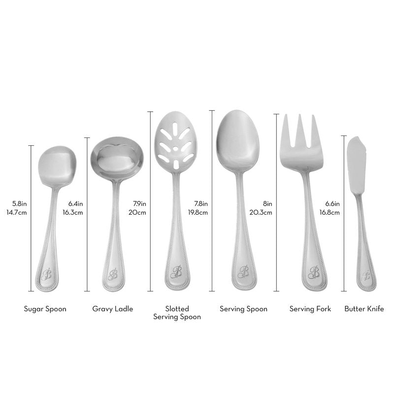RiverRidge Monogrammed Beaded Flatware Set - U - 46-Piece Silverware with Custom Letter Stamp, 18/0 Stainless Steel Utensils Set for Daily Use & Special Occasions - Dishwasher Safe, Versatile Design