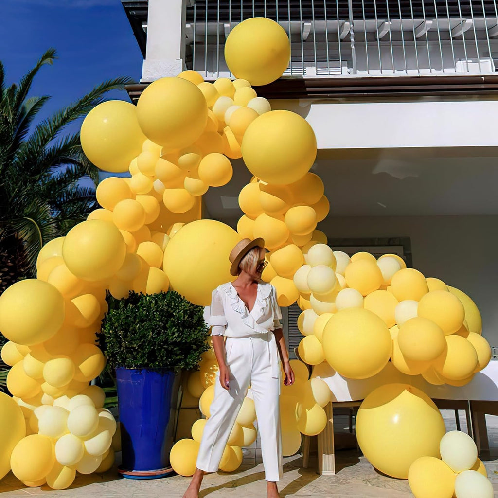 PartyWoo Mustard Yellow Balloons - 101pcs 12 Inch Boho Fall Decor for Birthdays & Showers