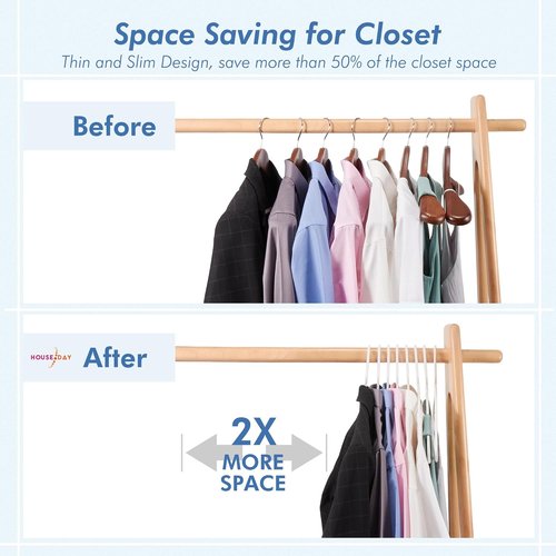 HOUSE DAY White Plastic Hangers - 16 Pack Non-Slip Coat Hangers for Space-Saving Closet Organization