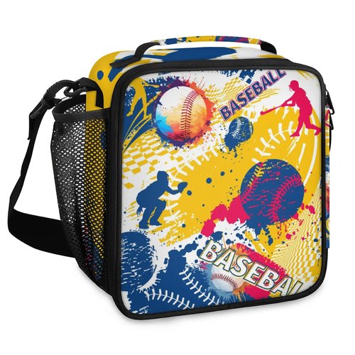 Kids Insulated Lunch Bag Boys - Lunch Box Reusable Thermal Waterproof Lightweight for Girls Toddler Teen Lunch Tote Bag with Strap for Work Picnic Outdoors (Baseball)
