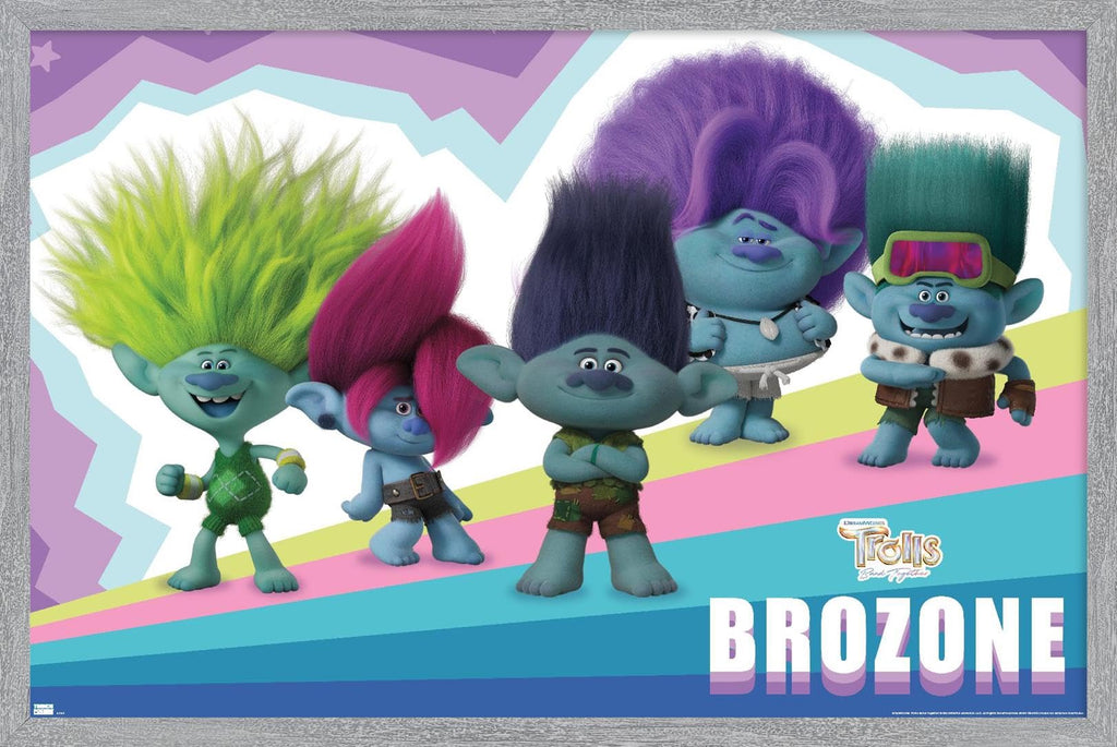 Trends International Trolls: Band Together - Brozone Wall Poster, 22.4L x 14.7W, Gray Framed Version