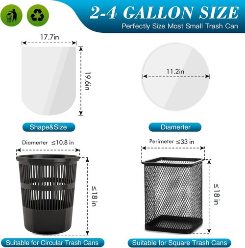 Charmount Small Trash Bags - 2-4 Gallon, 1000 Count, Unscented White Plastic Wastebasket Liners