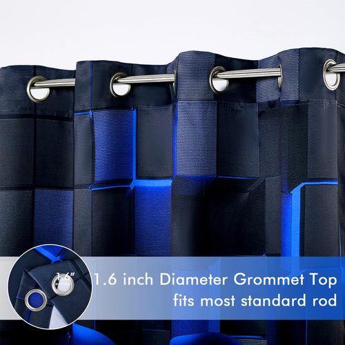 PERFEMET Gamer Kids Curtains for Bedroom 2 Panels-Black Blue Video Game Console Blackout Cutain for Boys Teen Living Room Home Decor 3D Cool Gaming Grommet Window Treatment Drapes(Blue, 42x63inch)