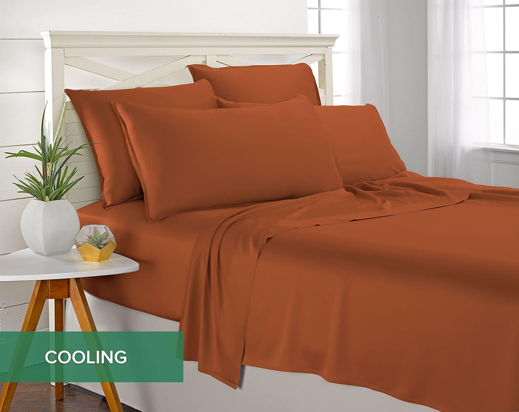 Pure Bamboo Full Sheets - 100% Organic Viscose Bed Sheet Set | Luxuriously Soft & Cooling (Full, Terracotta)